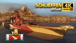 Battleship Schlieffen: 8 ships destroyed, map Estuary - World of Warships