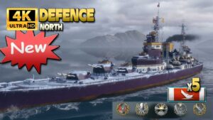 NEW cruiser Defence: Fast Kraken on map North - World of Warships