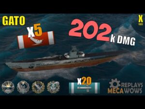 Submarine Gato 5 Kills & 202k Damage | World of Warships Gameplay