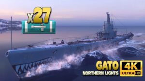 Submarine Gato: Huge 4400 base XP game - World of Warships
