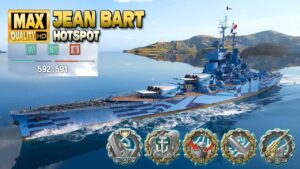 Battleship Jean Bart: Tight game on map Hotspot - World of Warships