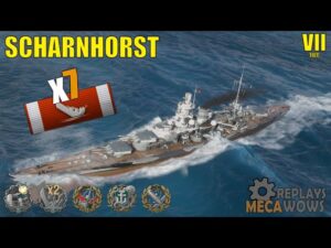 Battleship Scharnhorst 7 Kills & 130k Damage | World of Warships Gameplay