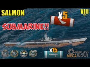 Submarine Salmon 5 Kills & 97k Damage | World of Warships Gameplay