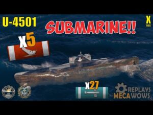Submarine U-4501 5 Kills & 129k Damage | World of Warships Gameplay