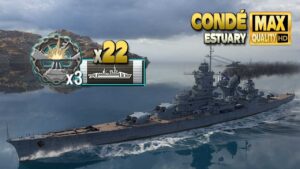Cruiser Condé: 3 devastating strikes on map Estuary - World of Warships