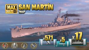 Cruiser "San Martín" dominates on map Trap - World of Warships