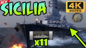 First battle in Sicilia - US ANTI AIR & 16 Guns // World of Warships