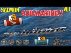 SUBMARINE Salmon 5 Kills & 176k Damage | World of Warships Gameplay