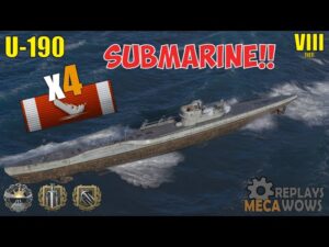 Submarine U-190 4 Kills & 62k Damage | World of Warships Gameplay