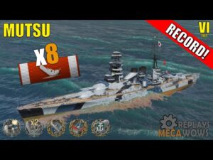 Mutsu 8 Kills & 195k Damage | World of Warships Gameplay