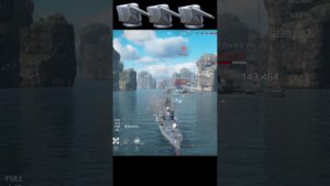 USS Arkansas Damage with 3X EMRG Cannon in Modern Warships #shorts